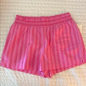 a new day Pink Striped High-Waist Smocked Shorts